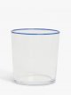 Rim Glass Tumbler, 380ml, Blue/Clear