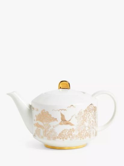 Fine China Teapot, 1.1L, White/Gold