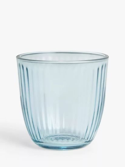 Ribbed Glass Tumbler, 310ml, Blue